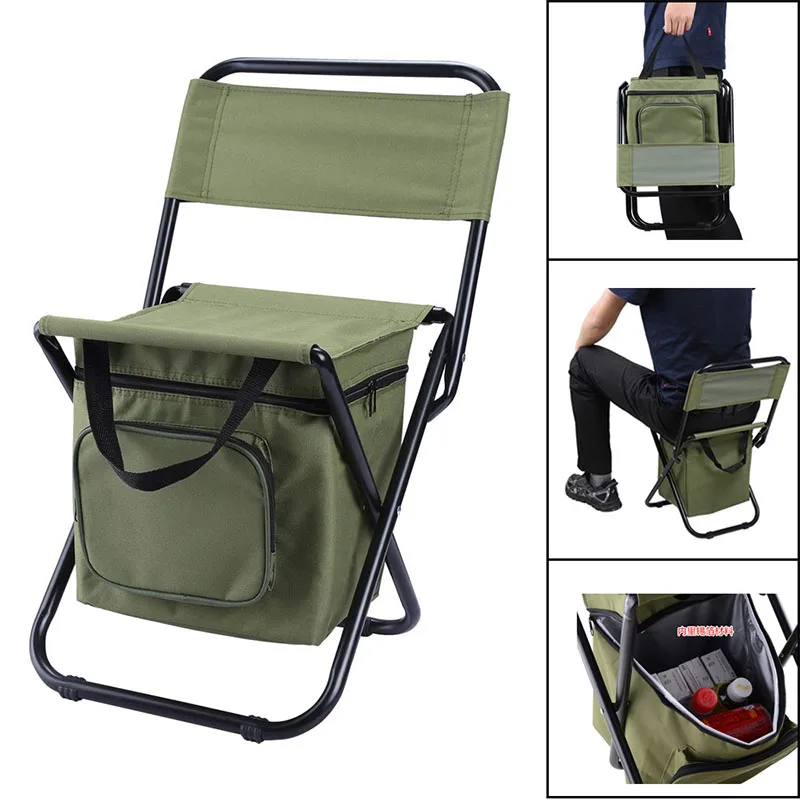 Outdoor Fishing Tools 100KG Load-Bearing 10L Large Capacity Ice Storage Bag Chair Foldable with Backrest High Load-Bearing