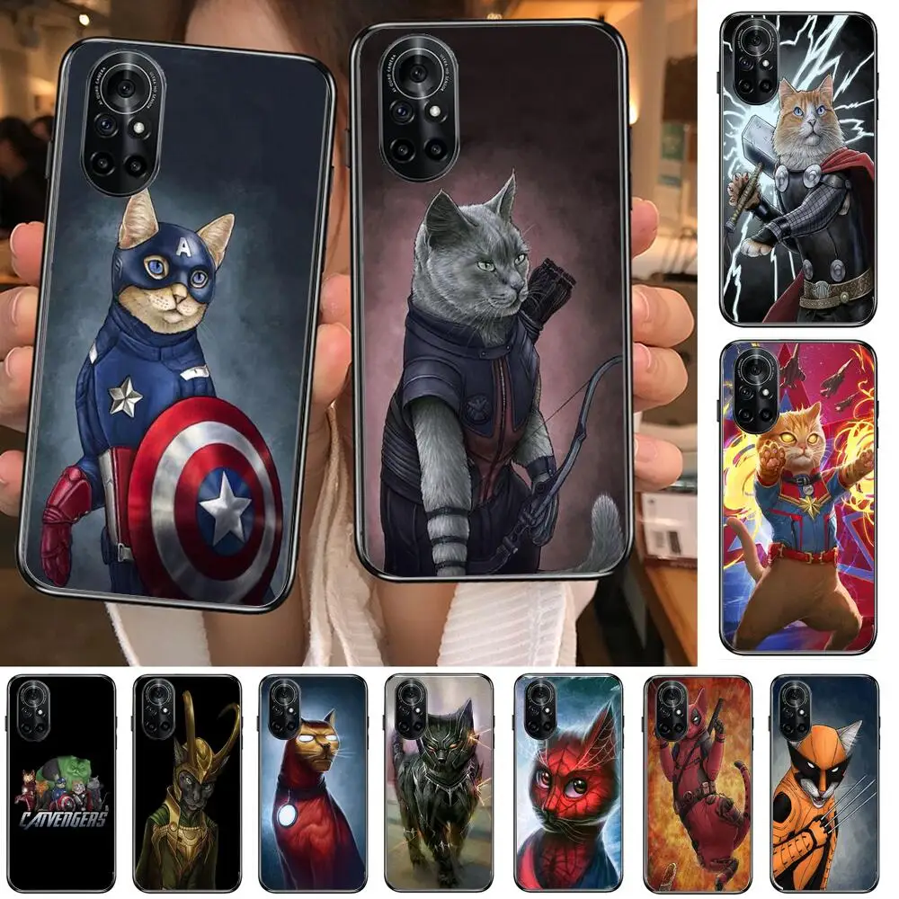 

Catvengers Marvel Exquisito mobil phone case Huawei honor 20 10 9 8A 7 5T X Pro Lite 5G Black Coque Fall prevention Anime design