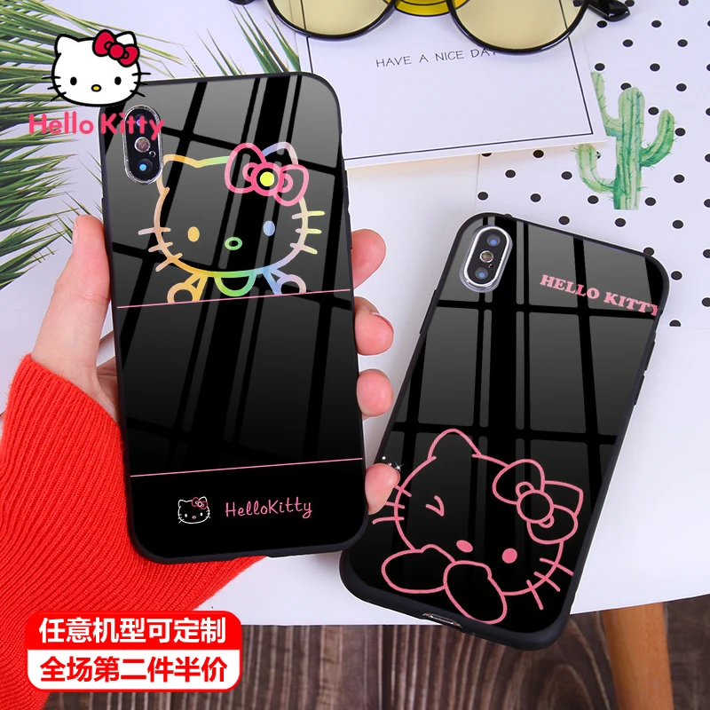 

Hello Kitty for Samsung S10/S20/S21/S21p/noto9/10/20 Ultra Cartoon Cute Glass Phone Case