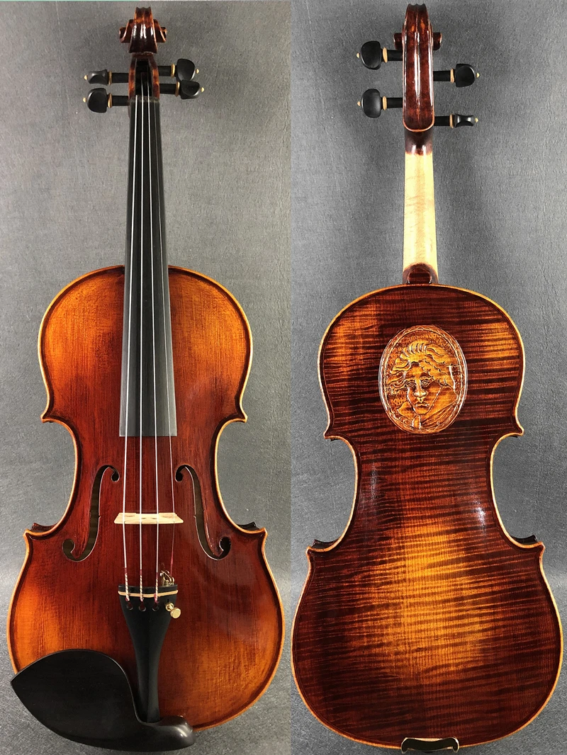 

ACTUAL PHOTO Hand Carved Beethoven Portrait 4/4 Violin Cкрипка كمان Ammoon аксессуары для скрипки Violin Case&Bow 200225-12