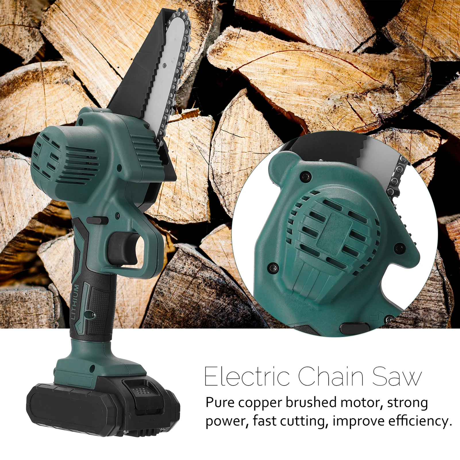 

Portable 21V Mini Electric Chainsaw Pruning Saw Rechargeable Wood Spliting Chainsaw Woodworking Tool for Garden Orchard Branch