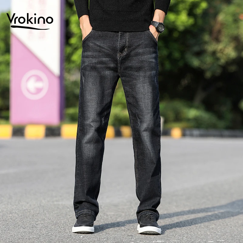 Джинсы мужские свободного покроя в стиле ретро большие размеры 42 44|Мужские