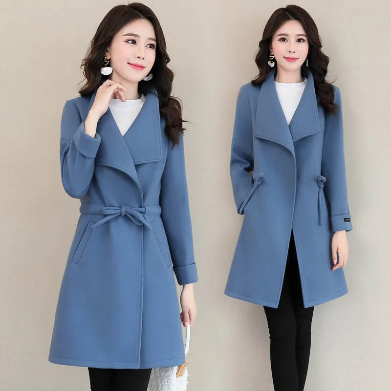 Женское зимнее пальто средней и длинной длины шерстяное модная экстравагантная