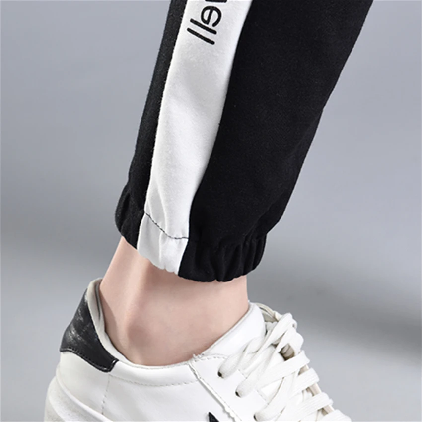 Брюки женские спортивные с буквенным принтом повседневные штаны эластичным