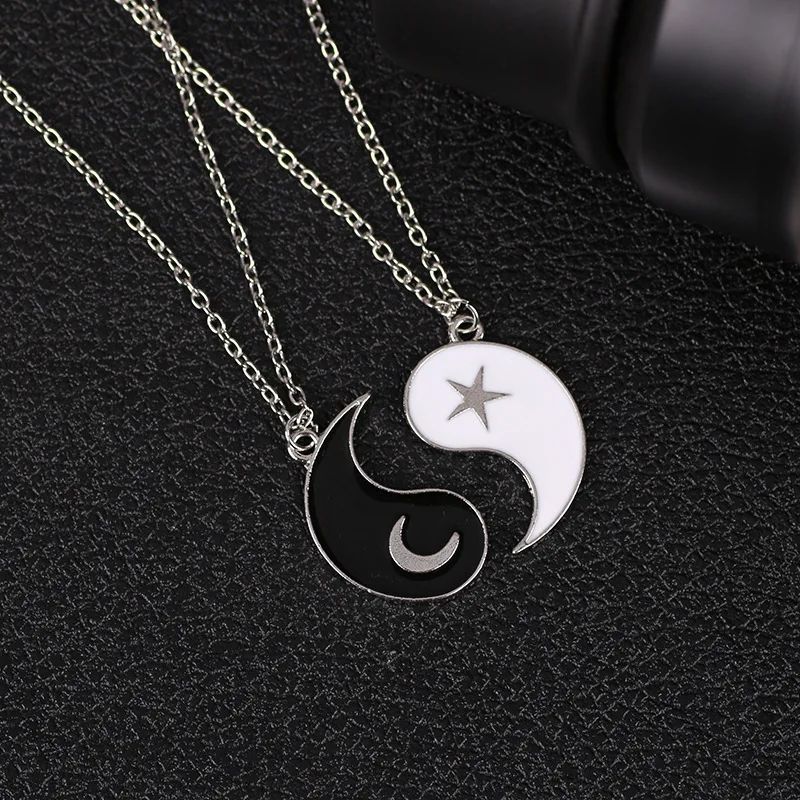 

1 Pair Tai Chi Paired Pendant Couple Necklaces For Lovers Best Friends Yin Yang Long Gold Chain Necklace Fashion Jewelry Gifts