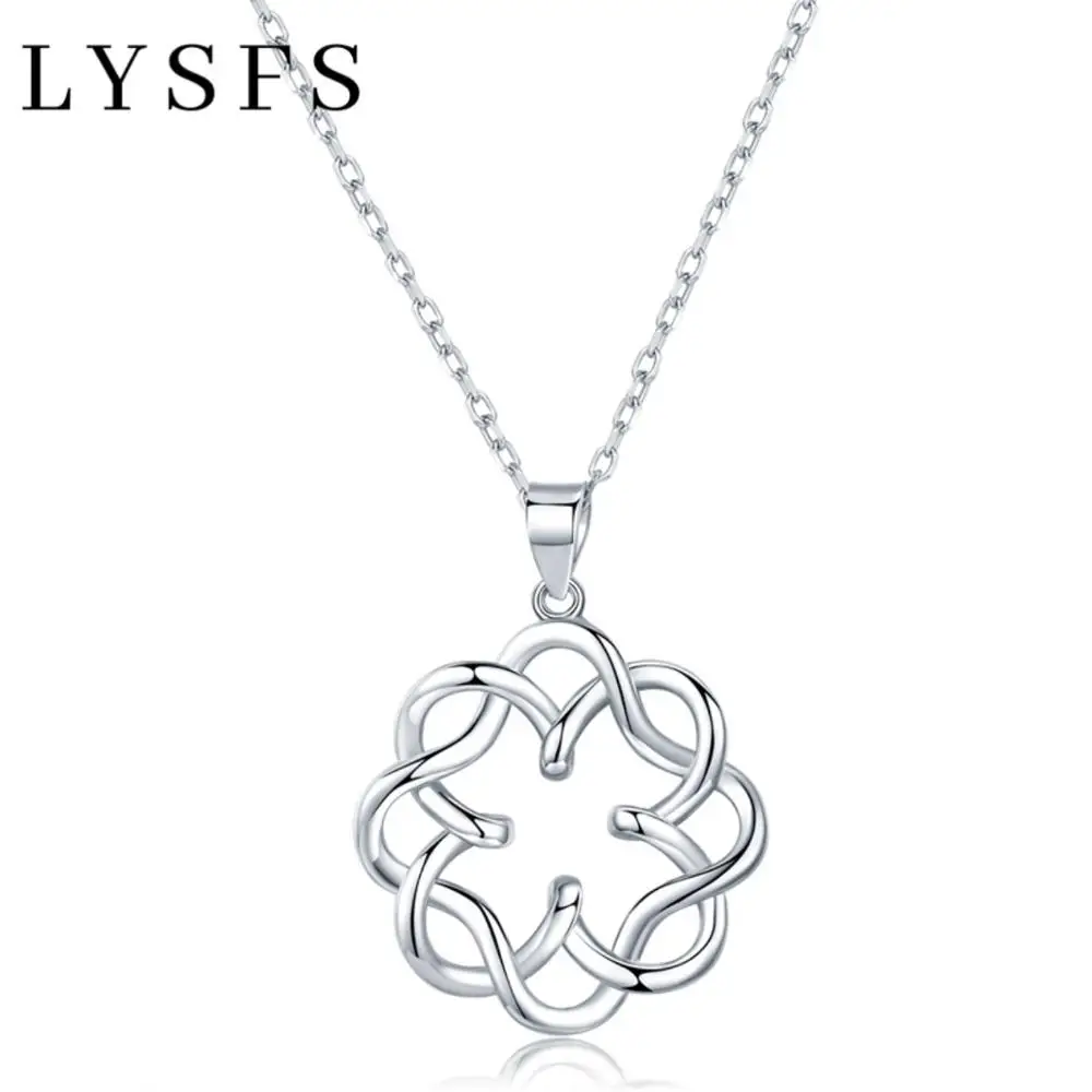 

LYSFS 925 sterling silver flower unique pendant necklace Fine Jewelry For women HN025