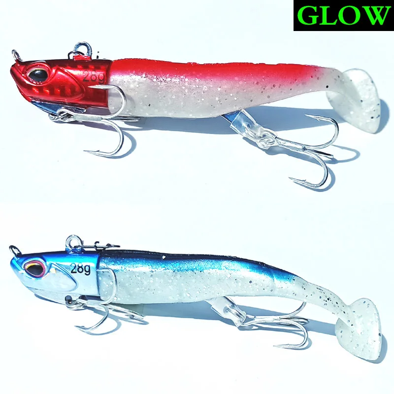 1pc 23g/28g Lumious/Glow Sea bullet bass Snapper fishing lure jig head soft boby jigging | Спорт и развлечения