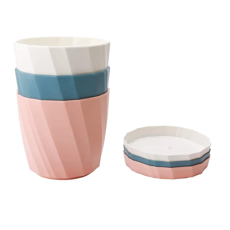 

3 Pcs Colorful Plastic Flower Pots, Plant Holder Nordic Style Garden Pots Plant Containers with Base Bracket for Flowers