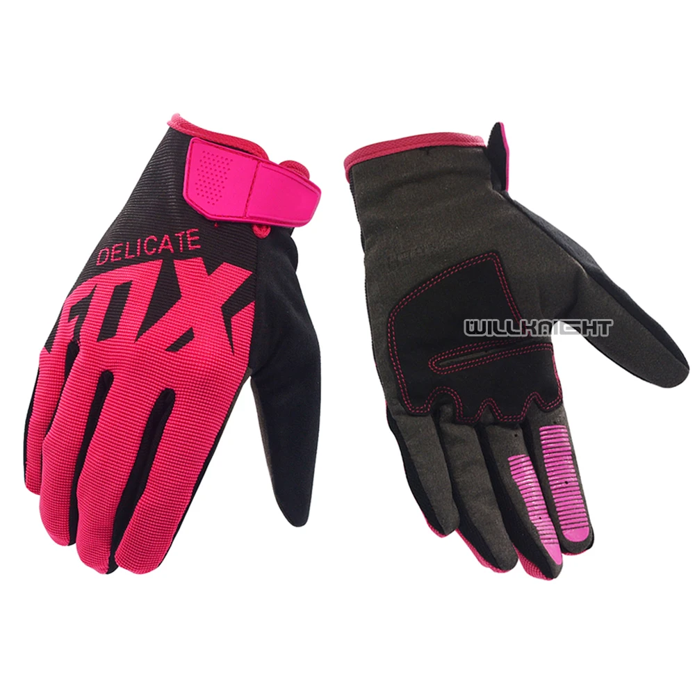 Женские черные и розовые перчатки с изящной лисой для езды на мотоцикле MTB DH Race