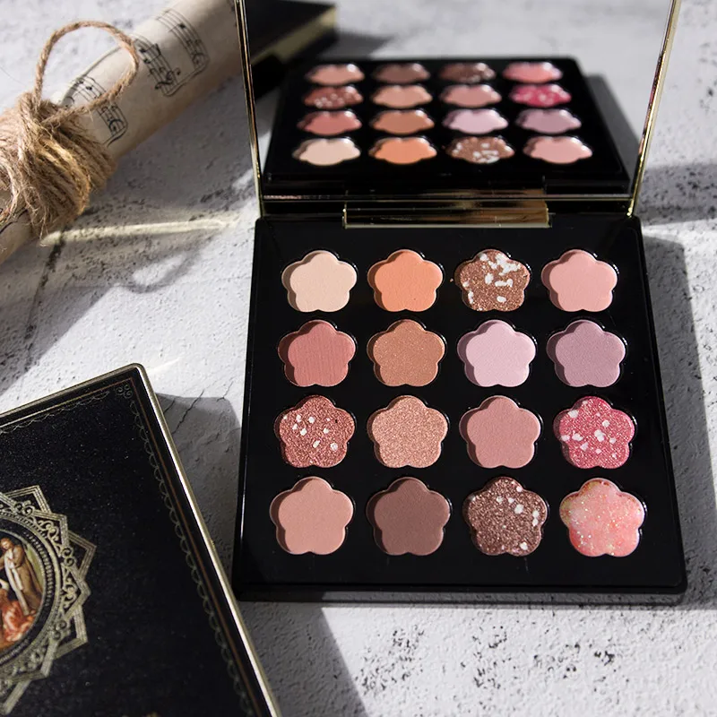 Тени для век Hojo 16 ти цветов Компактные матовые перламутровые глянцевые тени