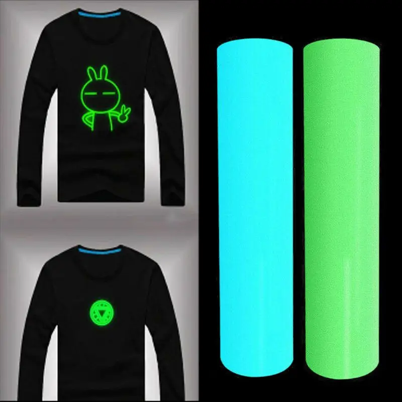 Люминесцентный термопереносной винил Glow in The Dark для нанесения на футболки с изображениями, светящимися в темноте.