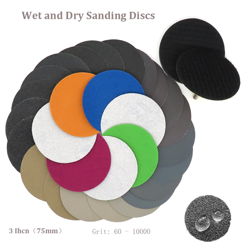 5/10/20/50/100pcs 75mm Wet and Dry Sanding Discs Grit 60-10000 3&quot Hook &amp Loop Polishing Sandpaper | Инструменты