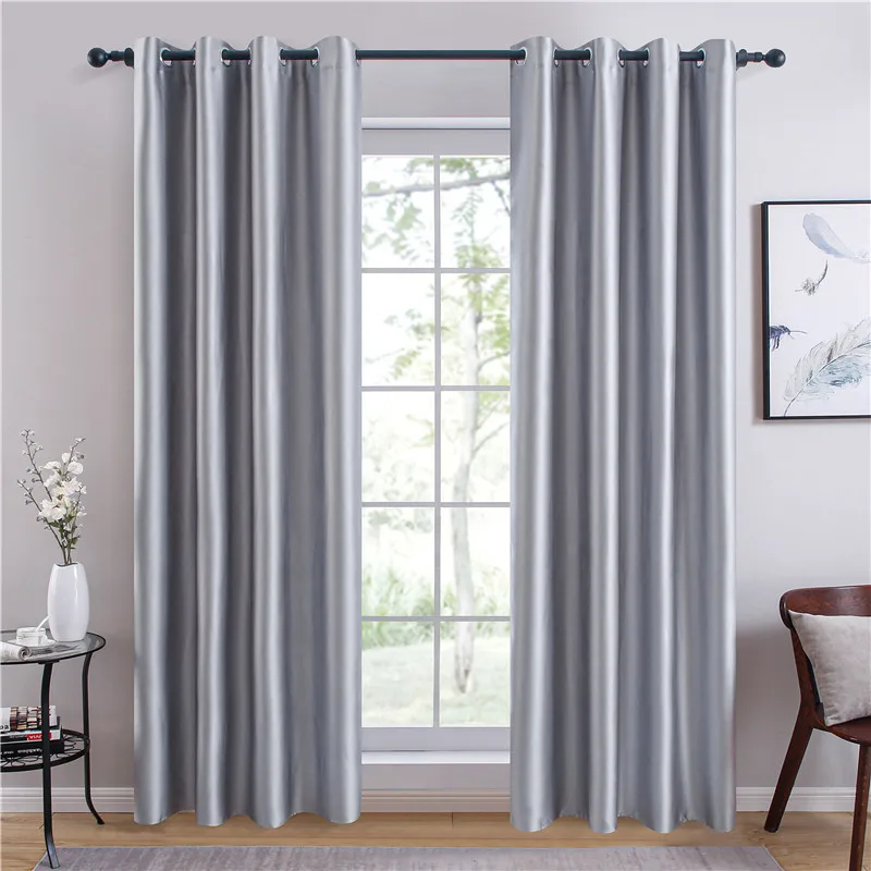 New Nordic Style Blackout Curtains for Living Room and Bedroom Glossy Pink Pure Color Full Finished Backdrop Curtain | Дом и сад