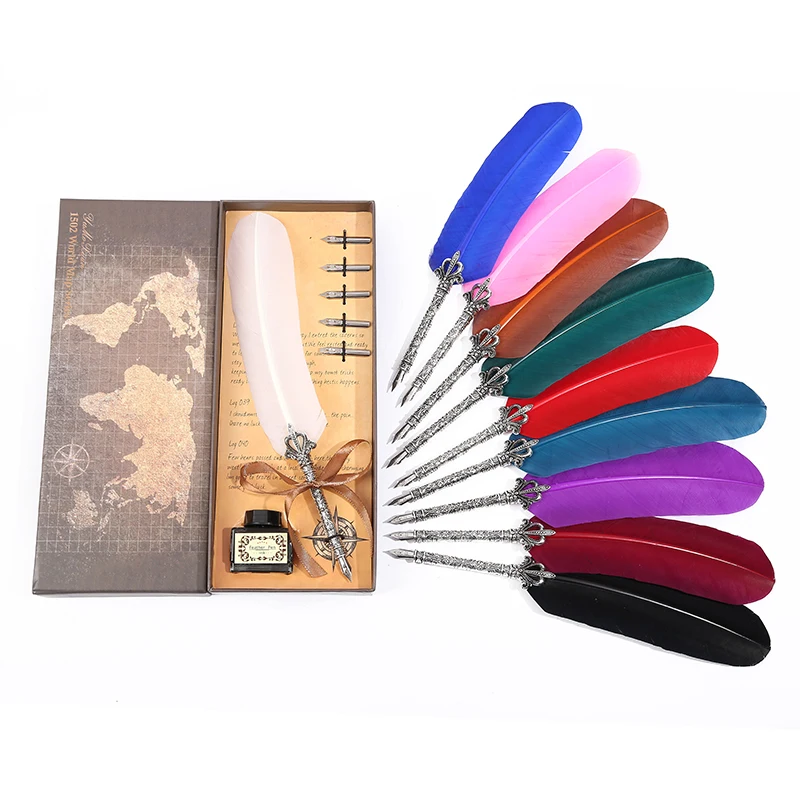 Простая коричневая Подарочная коробка перьевая ручка набор канцелярских