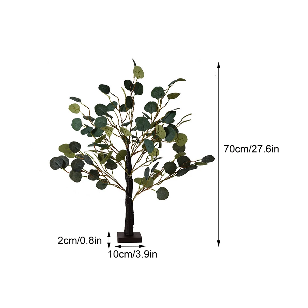 

90LEDs Holiday Christmas Bedroom Battery Operated Wedding Modern Tabletop Lamp Home Eucalyptus Tree Light Gift Party Artificial