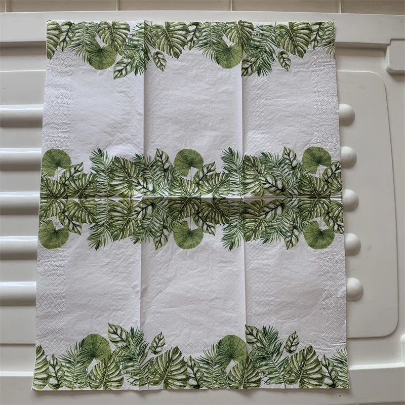 

20 3-слойные винтажные салфетки, бумажные Элегантные салфетки, зеленые растения, Monstera, декупаж, свадебные сервировочные салфетки, декор для д...