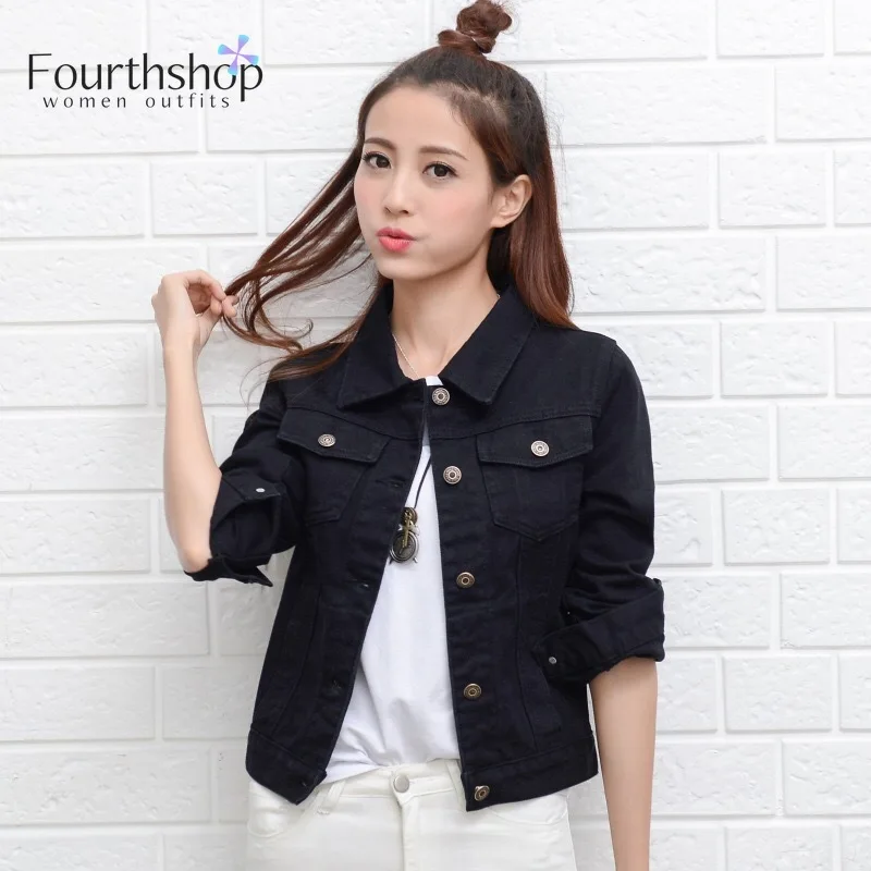 Винтажные джинсы куртка Женская Повседневная белая джинсовая и пальто Осень