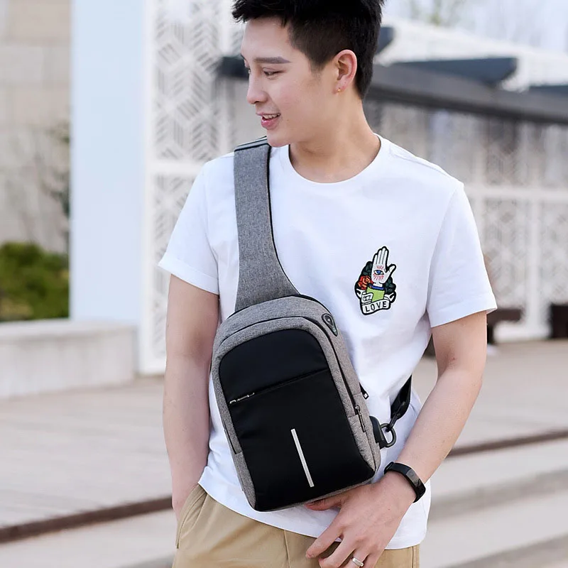 Мужская сумка мессенджер водонепроницаемая дизайнерская через плечо с usb