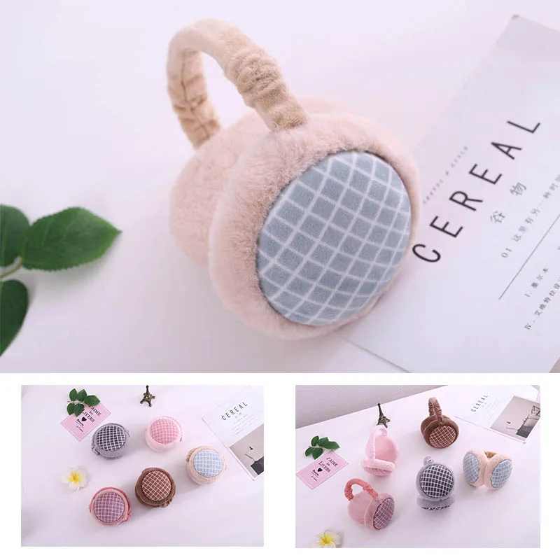 Calymel Модные клетчатые женские Зимние ушанки имитация складных наушников