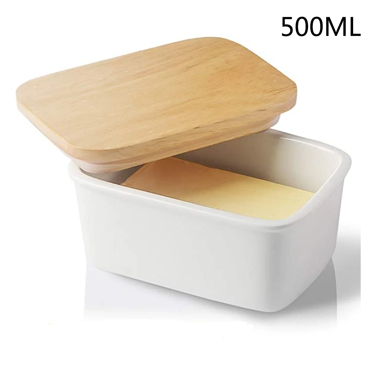 

Porcelain Butter Dish with Lid, Airtight Large Butter Keeper with Wooden Lid, Butter Container [4]