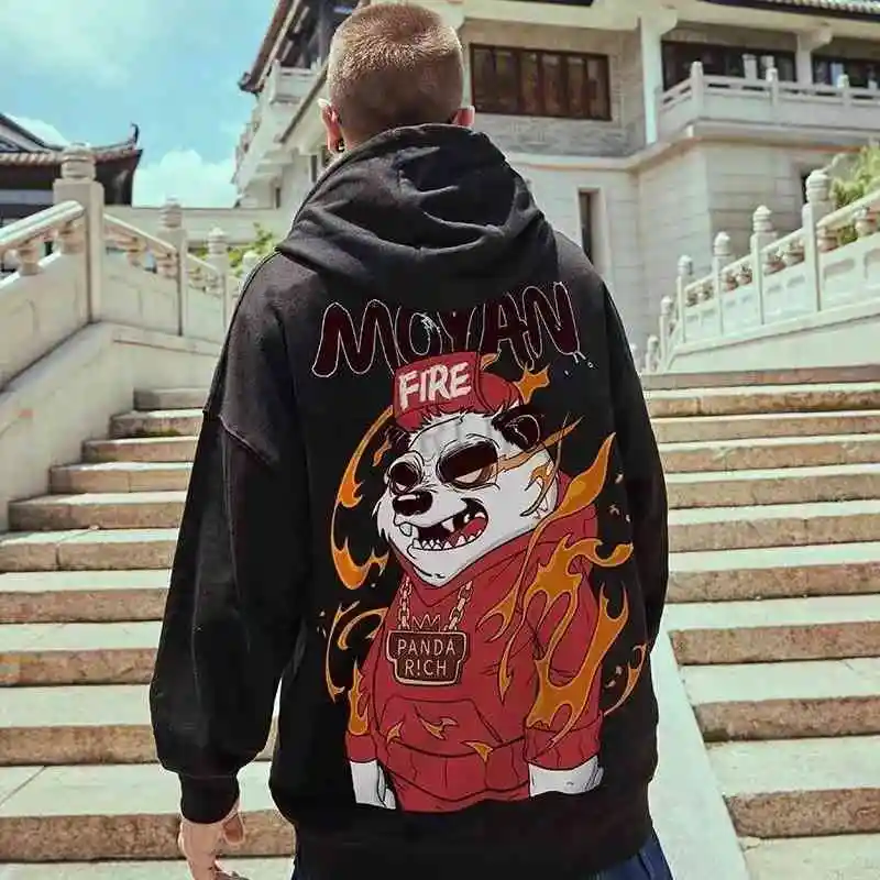 

Толстовка мужская флисовая с капюшоном, свитшот с мультяшным принтом в стиле хип-хоп, худи теплая свободная Спортивная, большие размеры 8XL 9XL...