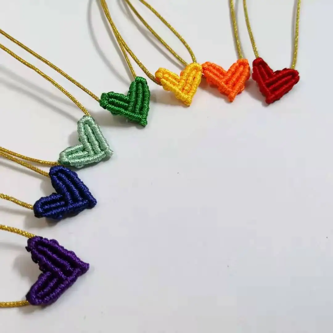 

Bohemia Heart Shaped Love Lucky Rainbow Simple Handmade Knots Rope Bangle Braided Charm Bracelet Women Men Couple Sister Gift