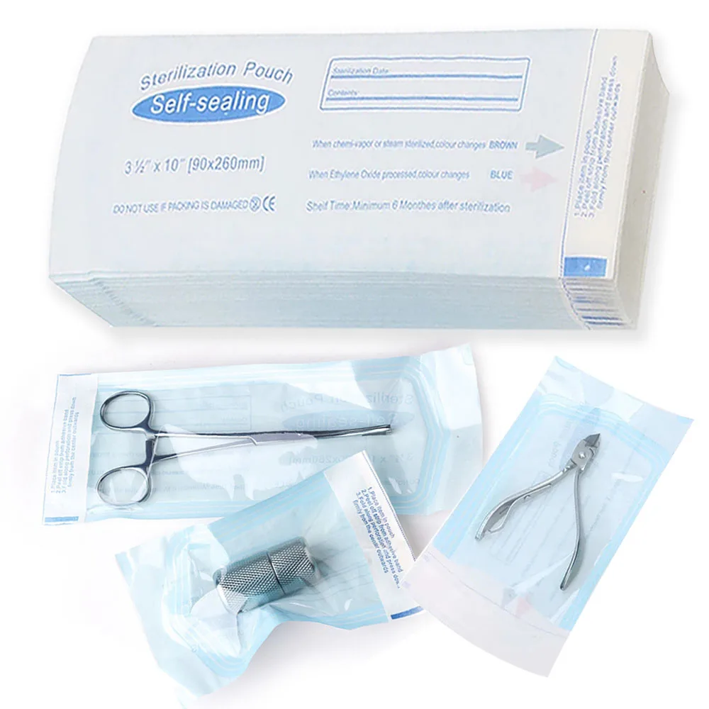 200 pçs/caixa sacos descartáveis da arte do prego dental da tatuagem dos sacos dos malotes da esterilização da auto-selagem para acessórios da tatuagem das ferramentas