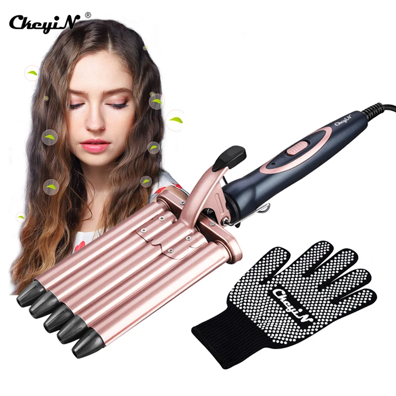 

CkeyiN Professional Hair Curler 5 Barrels Tourmaline Ceramic 16mm Hairstyler Salon Hair Styling Tools Electric Wand Curler Irons
