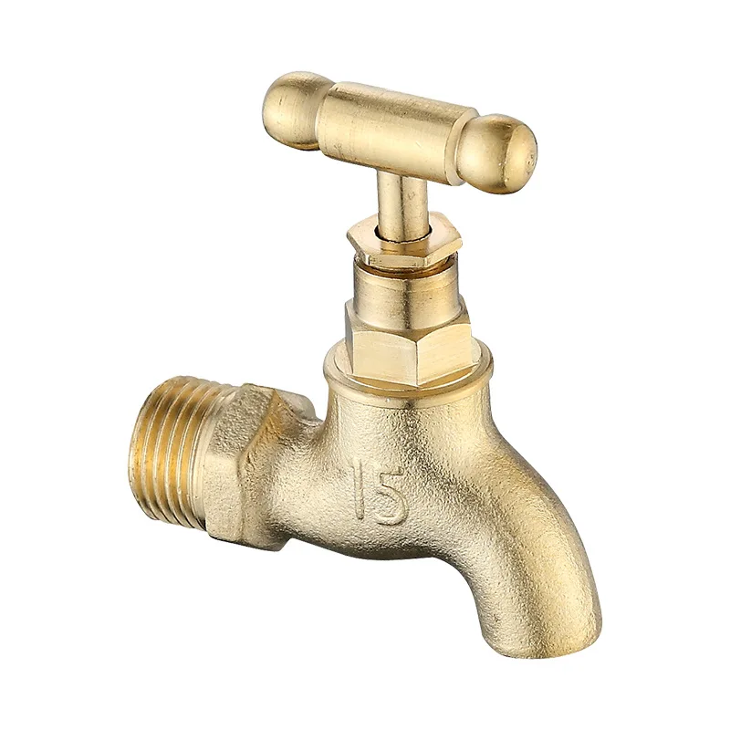 

1PC Brass Bibcock Basin Faucet Tap 1/2' and 3/4' Outdoor Mop Pool Single Cold Tap