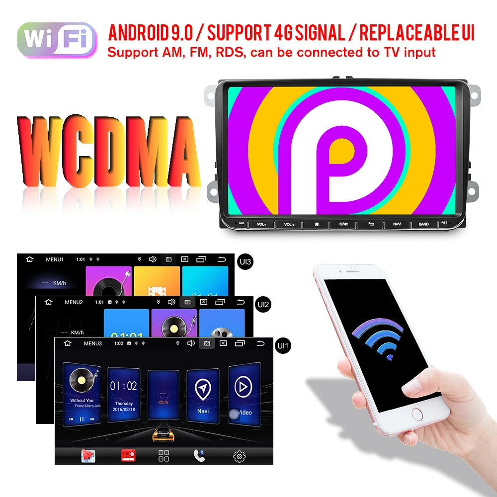 Автомагнитола Podofo мультимедийный плеер на Android 9 с &quotэкраном GPS для Volkswagen