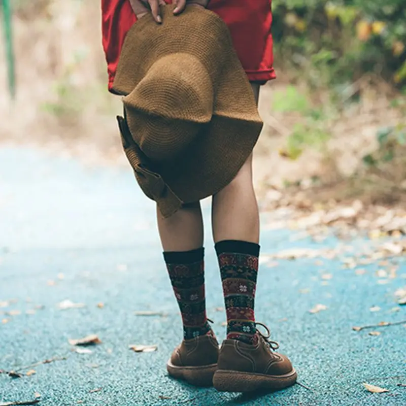 3 пары женские рождественские этнические Носки с рисунком лося снежинки в