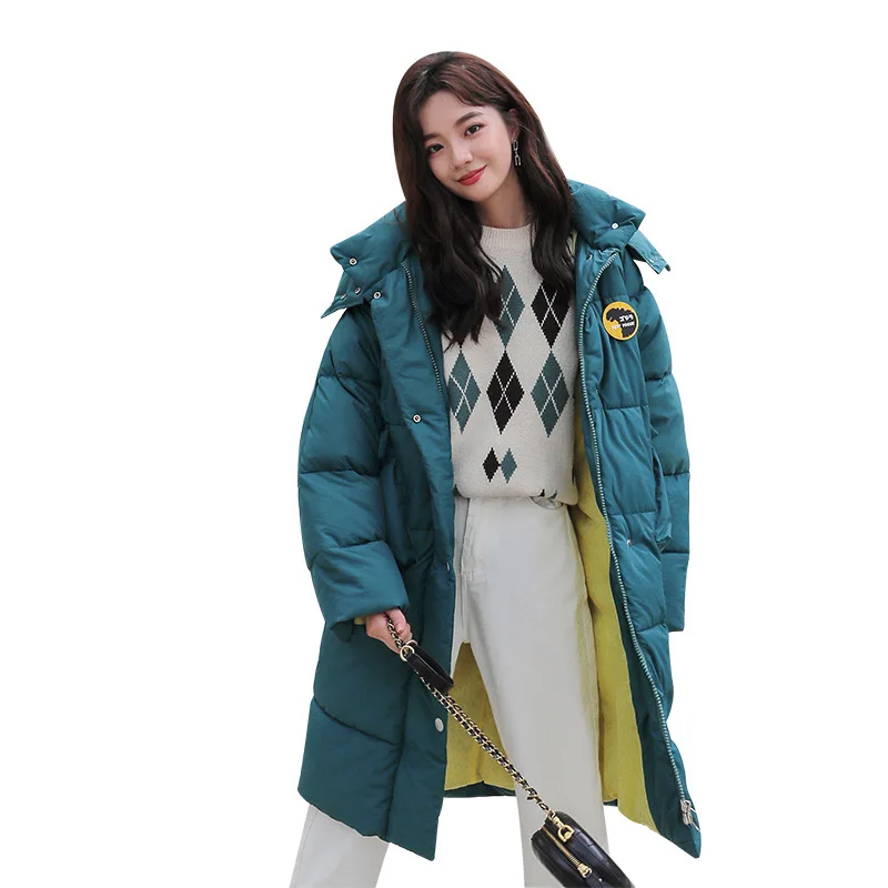 Модная женская куртка с капюшоном новинка зимы 2019 свободный пуховик хлопковой