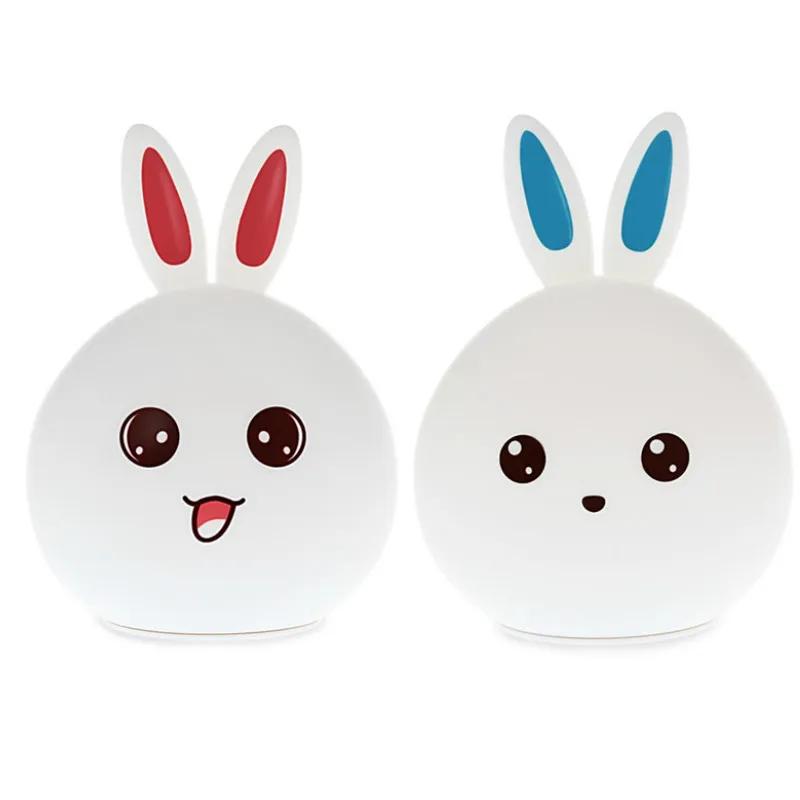 USB Rabbit Night light Led Desktop RGB Decorative Lamp Silicone Rechargeable for Kids Baby Gift Cute Animal Cartoon Lamps | Лампы и