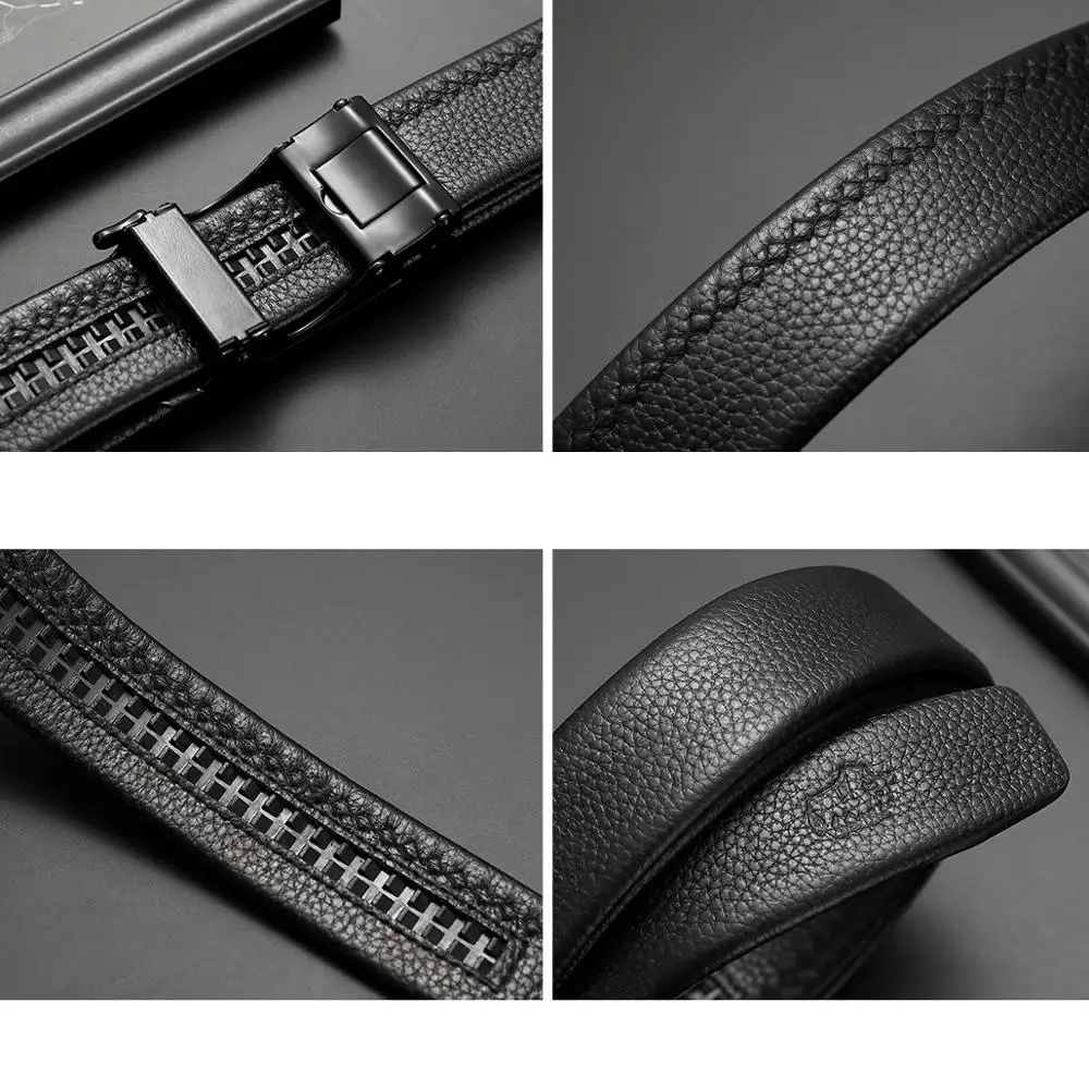 

BISON DENIM Brand Genuine Leather Belt New Male Designer Automatic Alloy Buckle Cowskin Leather Luxury Strap Men Belt N71512