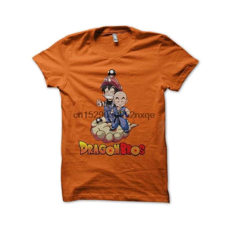 Футболка Мужская/Женская оранжевая рубашка с драконом и надписью bros goku | Мужская