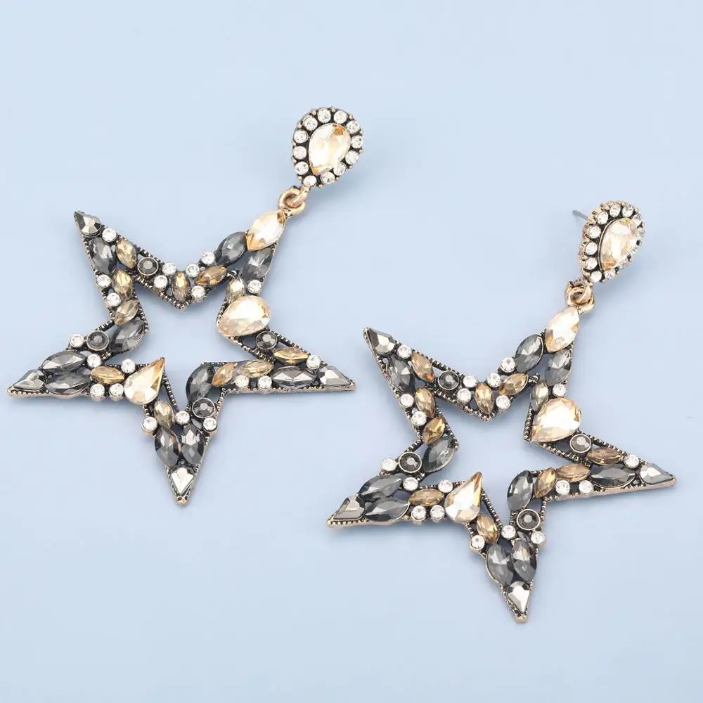 

3Colors Crystal Star Pendant Women Fashion Dangle Earrings Jewelry Perfect Quality Trendy Statement Earrings Accessorie