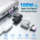 Магнитный адаптер с USB C на Type-C, 100 Вт, магнитный преобразователь Usb Type-C для быстрой зарядки, магнитный кабель, коннектор Usbc под прямым углом