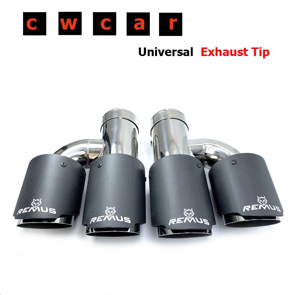 

Автомобильный матовый глушитель Remus из углеродного волокна, H-образный двойной выходной глушитель выхлопной трубы, украшение сопла универсальная нержавеющая сталь