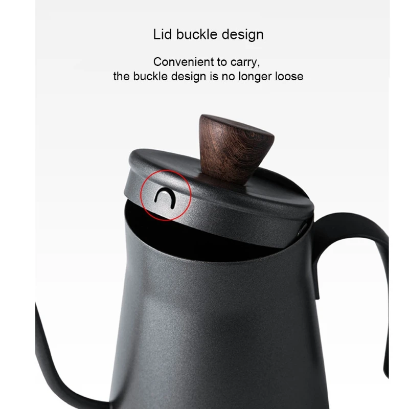 

Black Gooseneck Long-Mouthed Handmade Coffee Pot 400ml Pour Over Drip Type Follicular Pot with Lid Tea Coffee Maker Cup