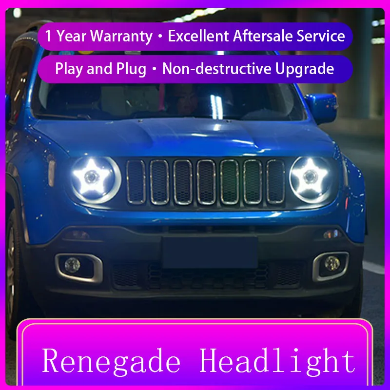 

Новый стиль, для Jeep Renegade 2015-2019, светодиодные фары с биксеноновым проектором, дневные ходовые огни