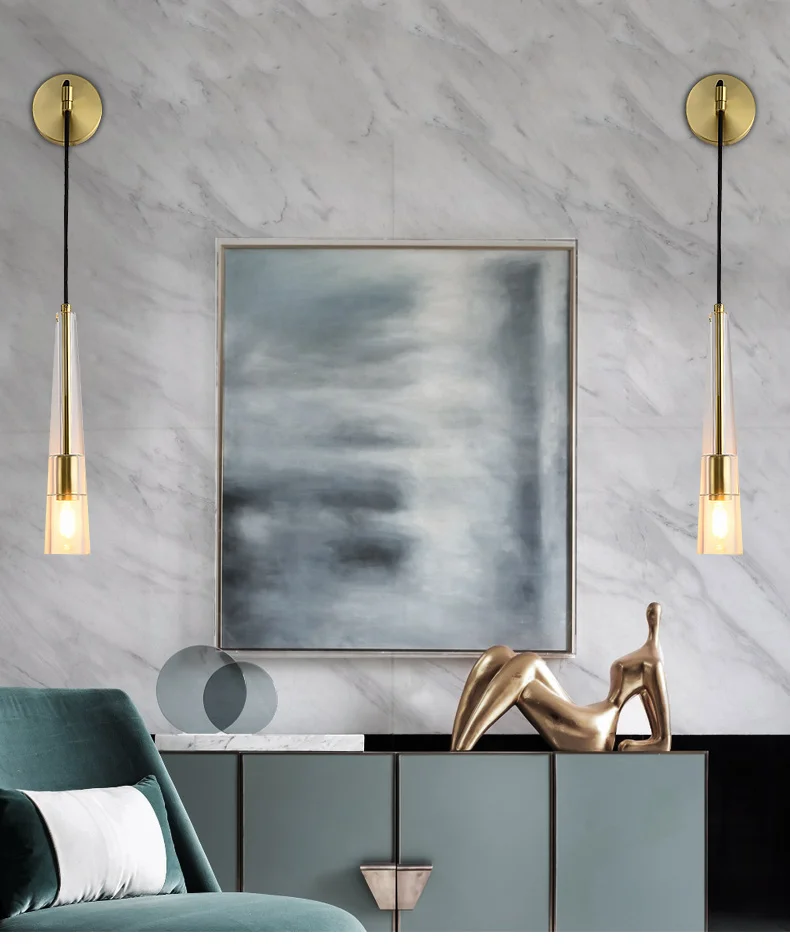 Скандинавский настенный светодиодный конусный светильник бра стеклянный