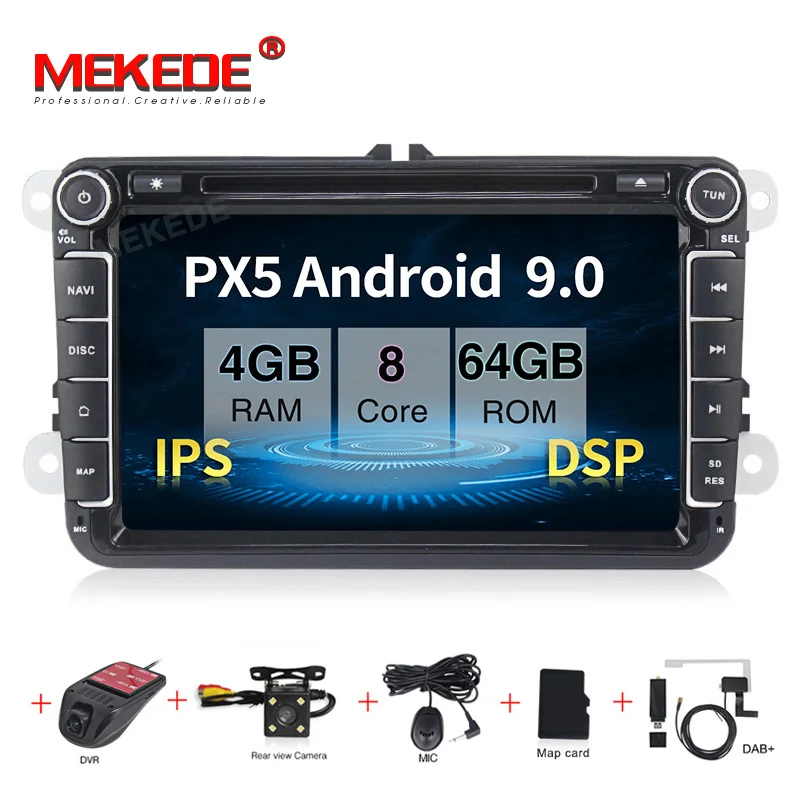 Camera DVR DAB MEKEDE Android 9,0 4+ 64G ips DSP RDS 8 дюймов сенсорный для VWpassat b7 b6 golf 5 polo tiguan octavia автомобильный аудио bluetooth Радио ipod - Цвет: Camera DVR DAB