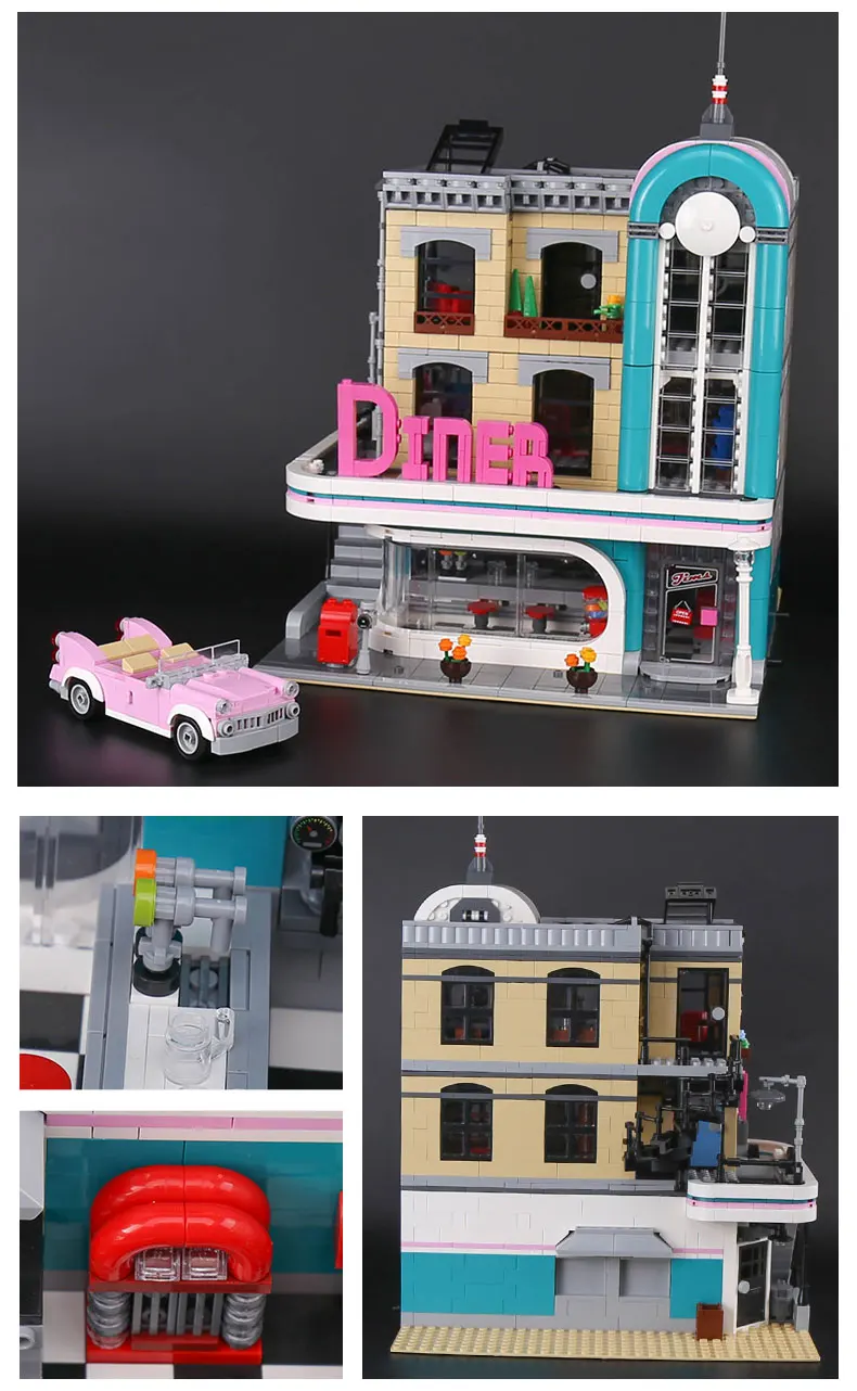 DHL 15037 серия уличных зданий 10260 MOC городской закусочной сборочный блок кирпичи Детские Рождественские подарки Детские игрушки