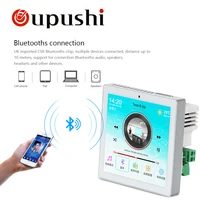Oupushi Wifi Bluetooth Home Background Music System Package 4 Inches Touch Screen In-Wall Amplifier 2*20W Ceiling Speaker