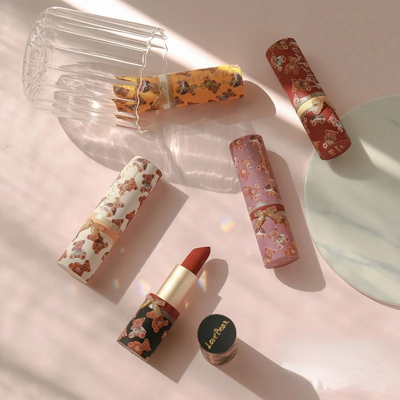 

TT Flower Know Lipstick Vintage Bear Matte Caramel Pumpkin Brick Red Student