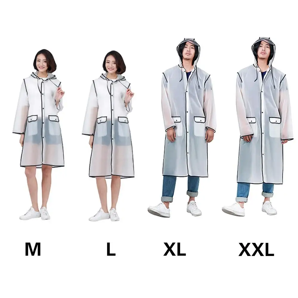 

Transparent Waterproof Rainwear Adult Rain Gear Unisex Convenient Hiking Transparent Raincoat Emergency Mantle Camping EVA