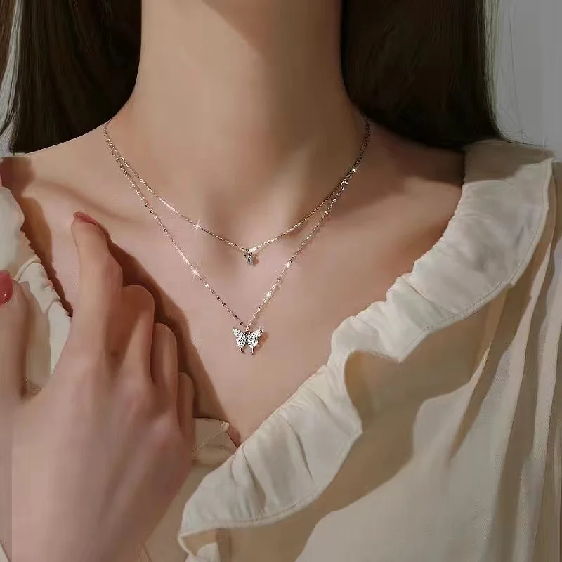 

2021 love letter necklace women's ins minority design non fading light luxury style clavicle Spice Girl Sweater Necklace