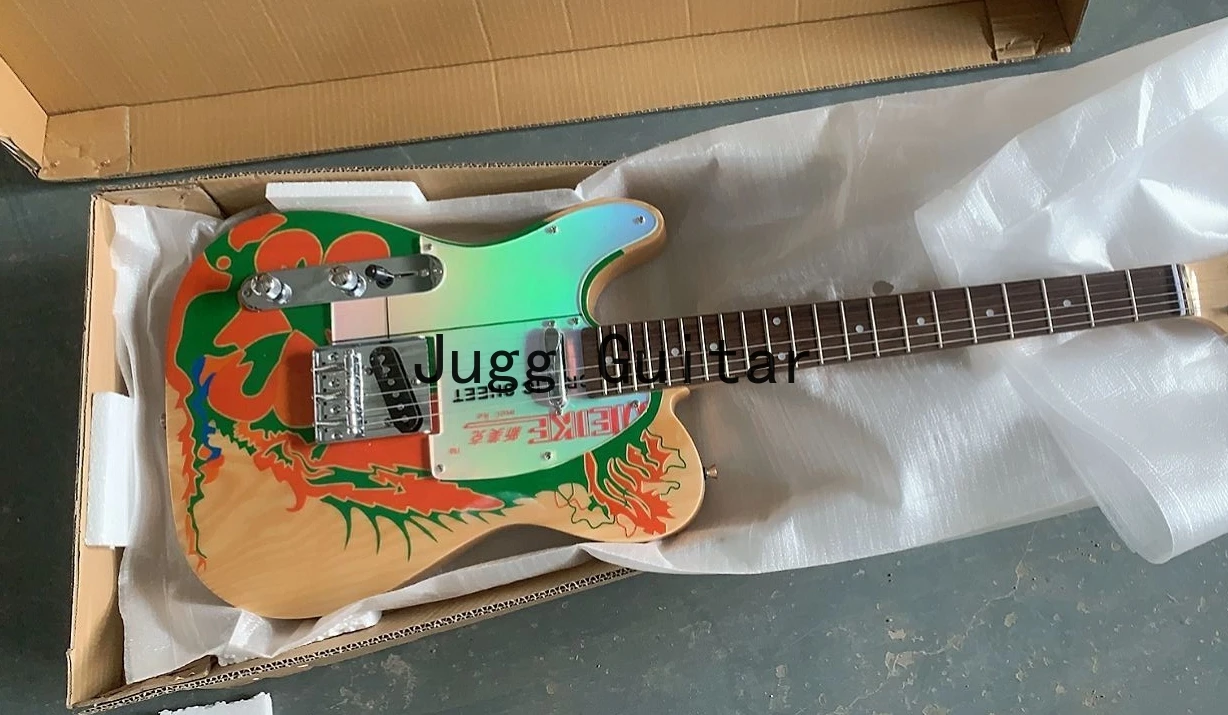 

Электронная гитара Jimmy Page Dragon Natural Tele с корпусом из ясеня, матовая сатиновая, винтажные тюнеры, алюминиевая зеркальная накладка