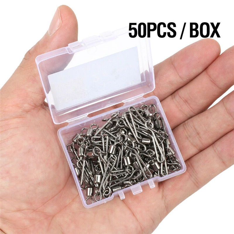 

50pcs/Set 5 Size Swivel Fishing Connector Snap Pin Rolling Fishing Lure Tackle Alloy Fishing Gear Fish Tool Fishing Accessories