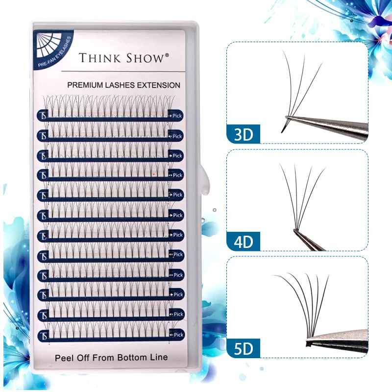 Готовые объемные ресницы 3D/4D/5D/с коротким стержнем русские из искусственной